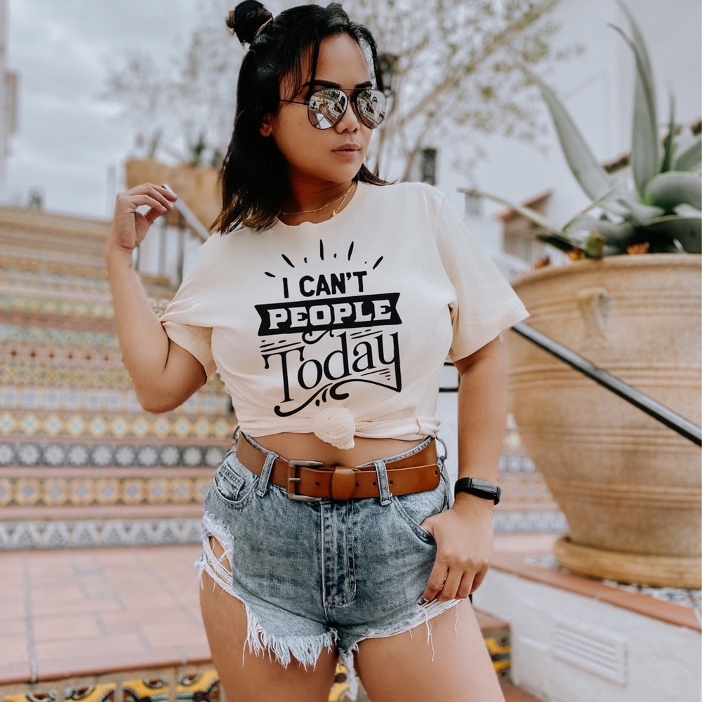 “I Can’t People Today” Crew Neck Short Sleeve Tee Shirt